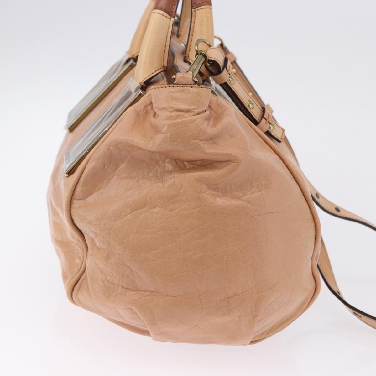 Chloe Etel Hand Bag Leather 2way Beige Gold Auth ka5954A - Jerrillo image 5