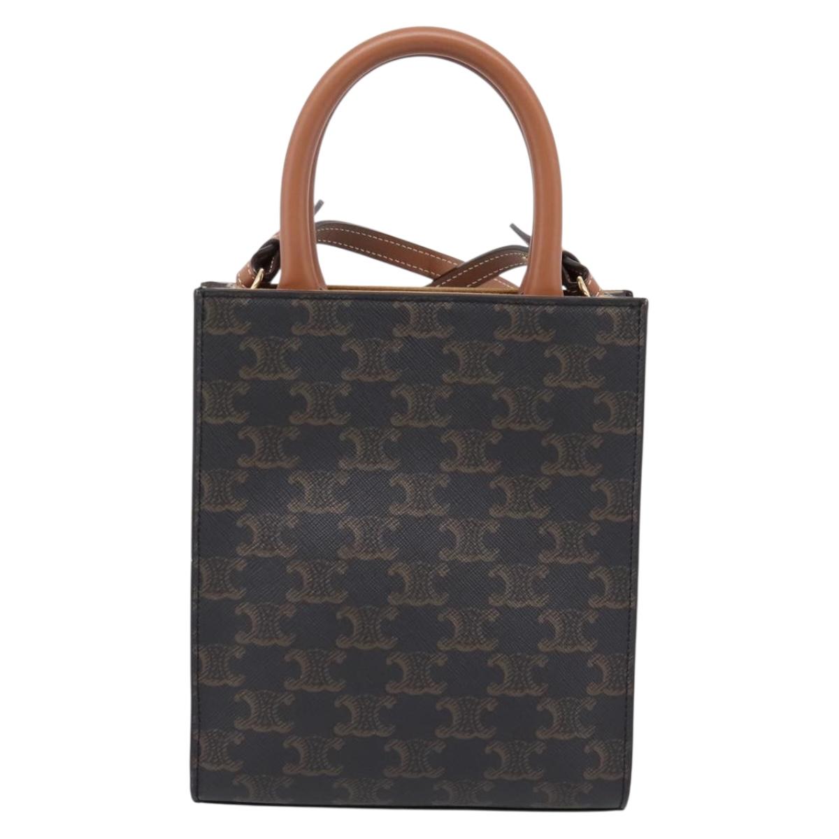 CELINE Triomphe Mini Vertical Cabas Hand Bag PVC 2way Black Gold Auth ka6309M - Jerrillo image 3