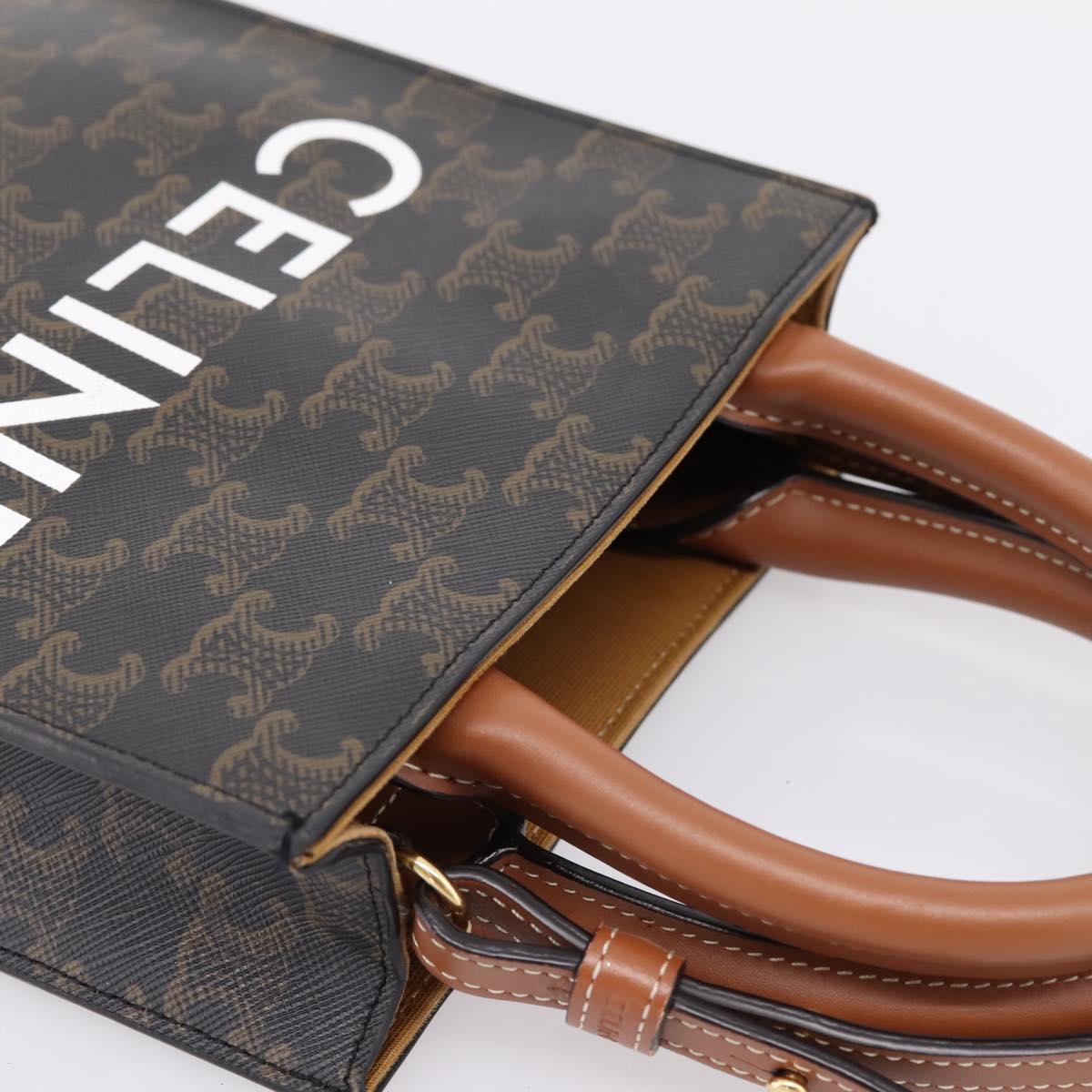 CELINE Triomphe Mini Vertical Cabas Hand Bag PVC 2way Black Gold Auth ka6309M - Jerrillo image 6