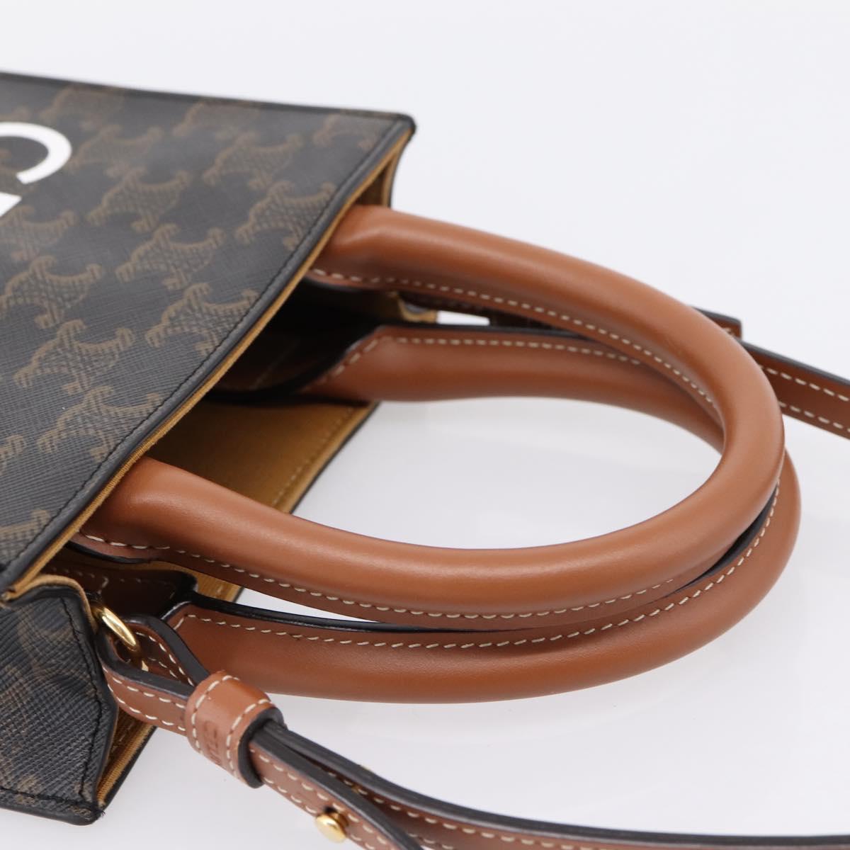 CELINE Triomphe Mini Vertical Cabas Hand Bag PVC 2way Black Gold Auth ka6309M - Jerrillo image 7