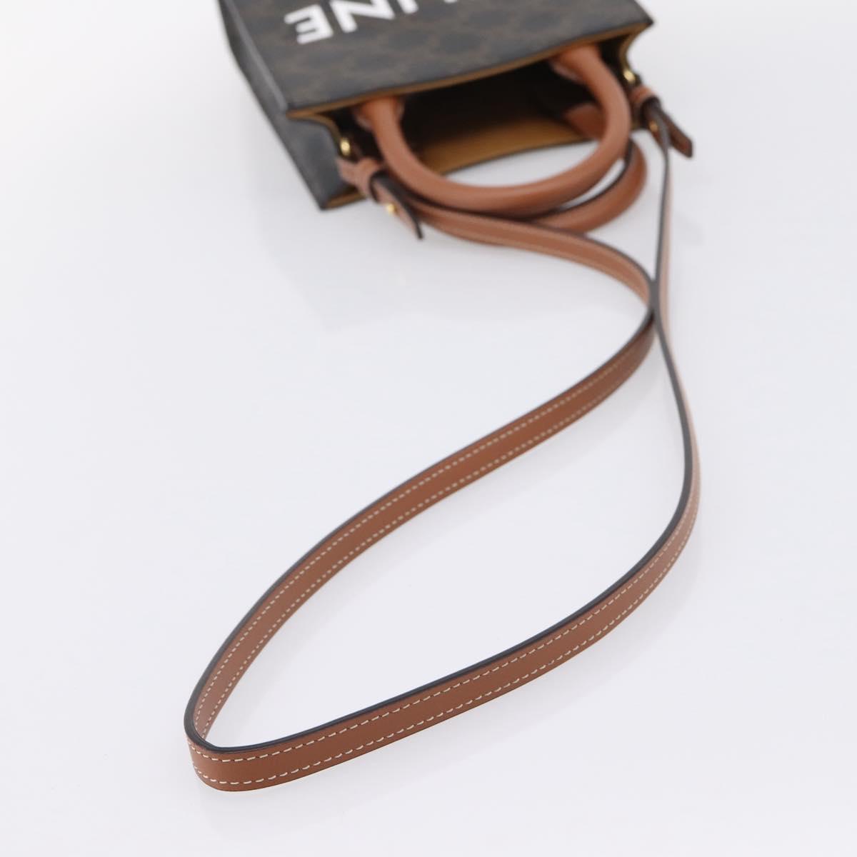 CELINE Triomphe Mini Vertical Cabas Hand Bag PVC 2way Black Gold Auth ka6309M - Jerrillo image 9
