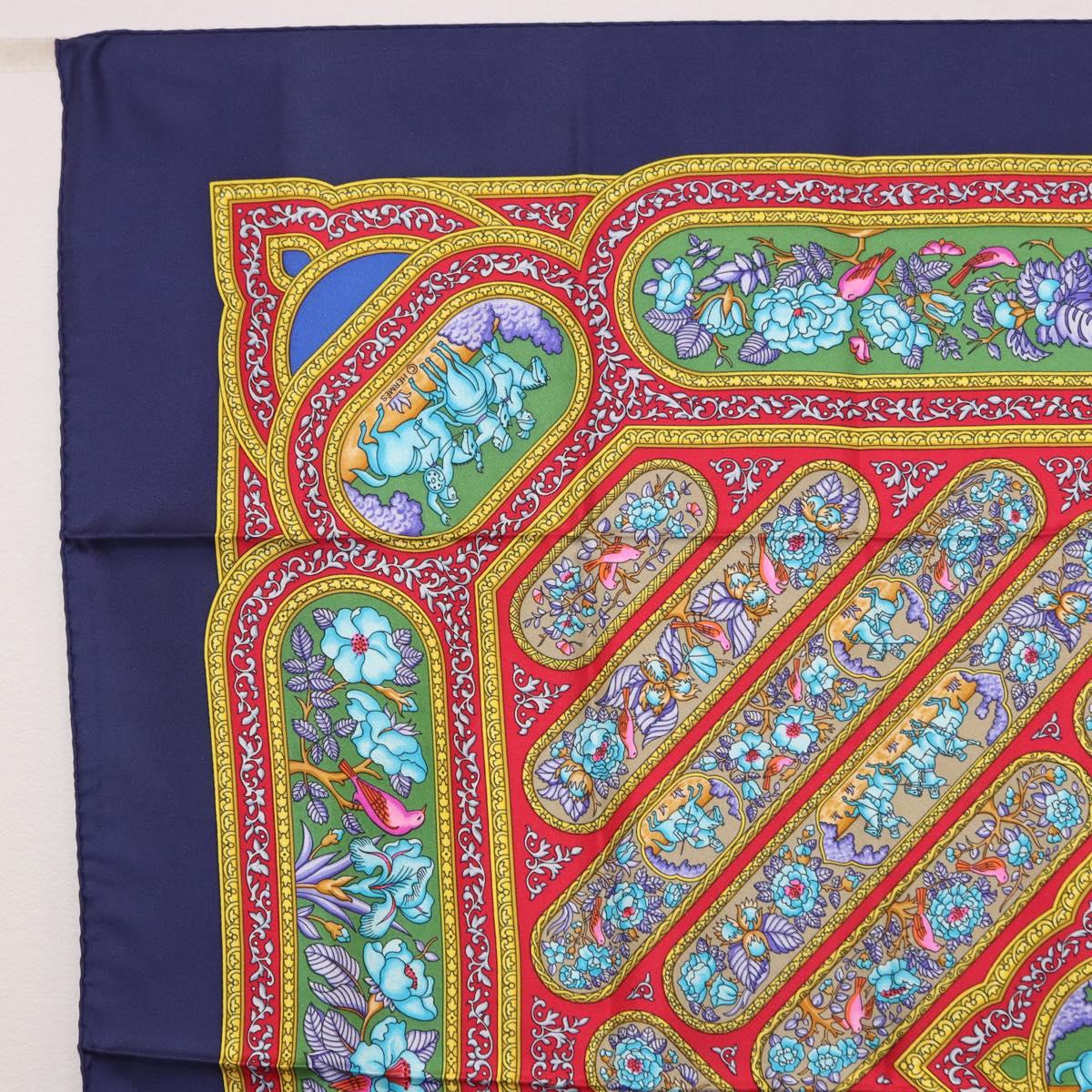 HERMES Carre 90 Scarf Silk Blue Red Auth ki6719 - Jerrillo image 2
