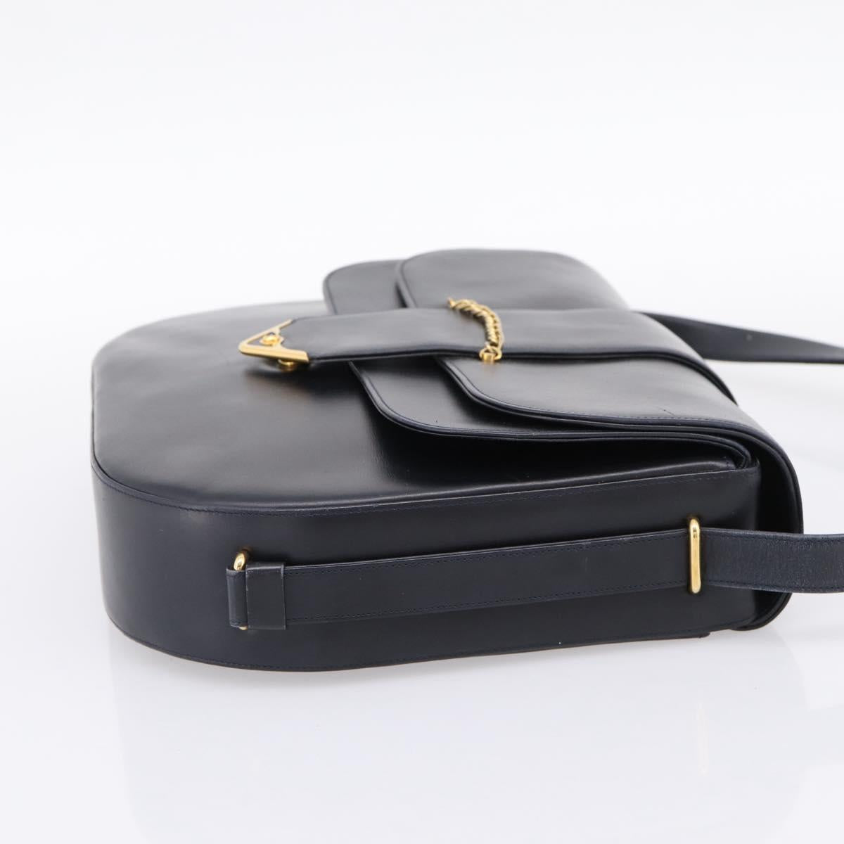 CARTIER Sapphire Line Shoulder Bag Leather Black Gold Auth ki6781A - Jerrillo image 4