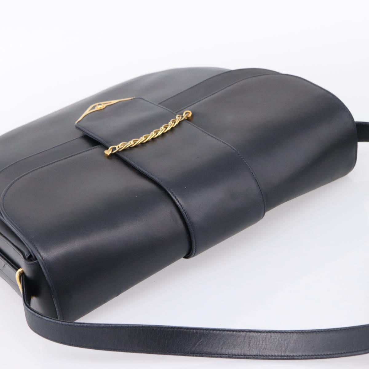CARTIER Sapphire Line Shoulder Bag Leather Black Gold Auth ki6781A - Jerrillo image 6