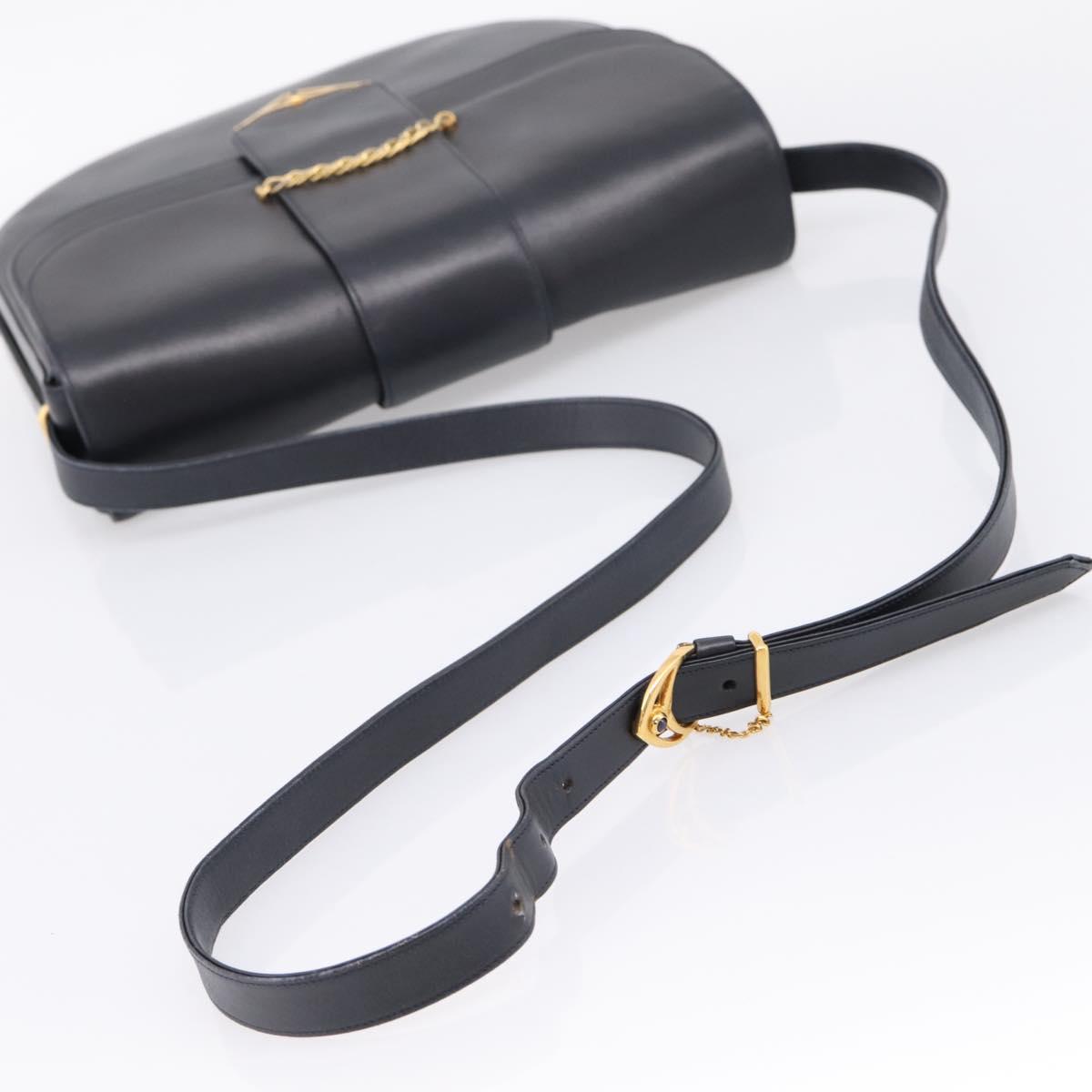 CARTIER Sapphire Line Shoulder Bag Leather Black Gold Auth ki6781A - Jerrillo image 7