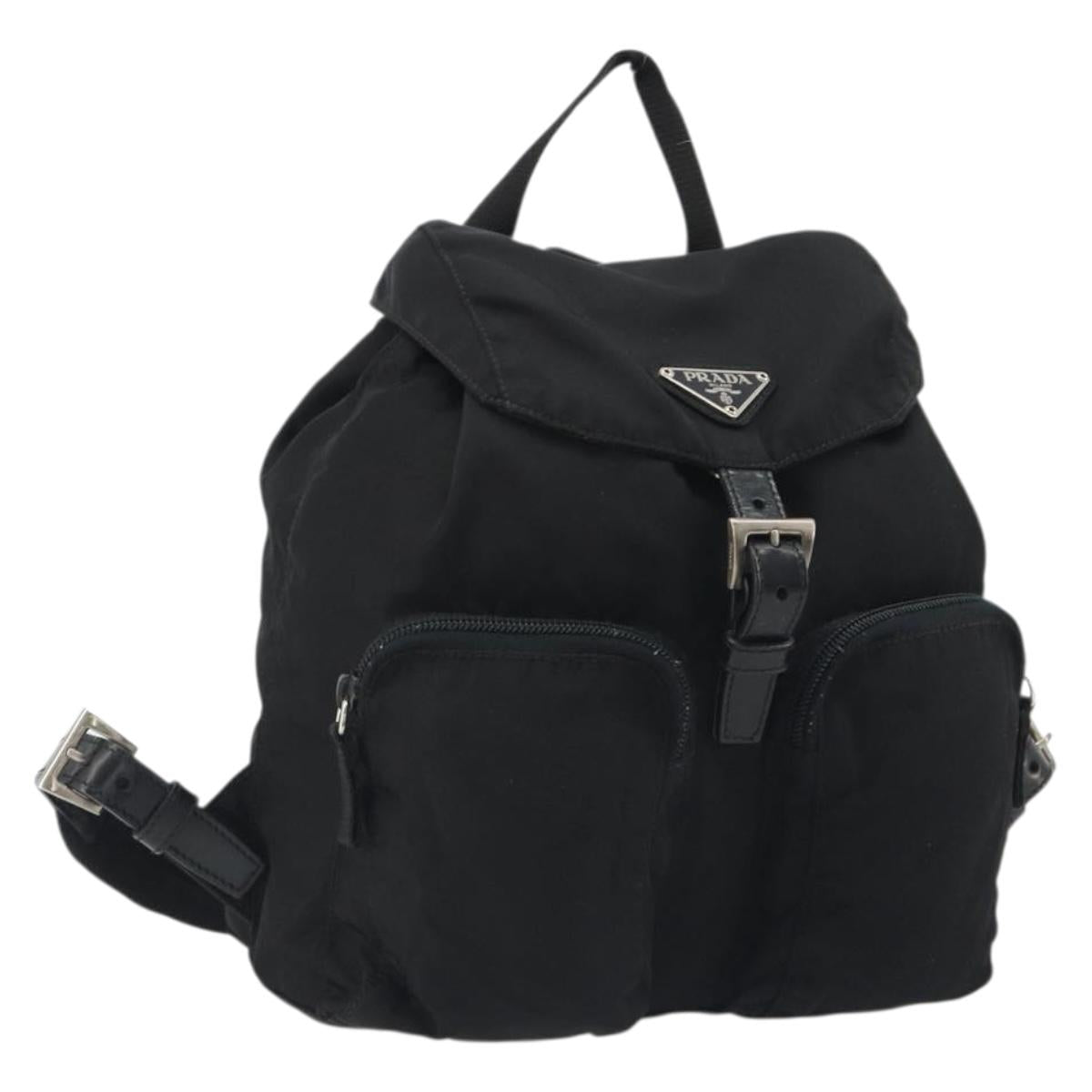PRADA Backpack Nylon Black Silver Auth mr2651 - Jerrillo