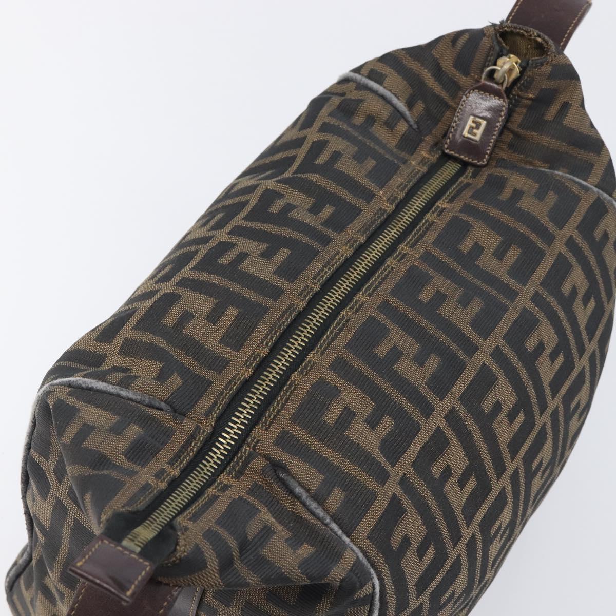 FENDI Zucca Canvas Vanity Pouch Hand Bag Black Brown Auth mr2846 - Jerrillo image 9