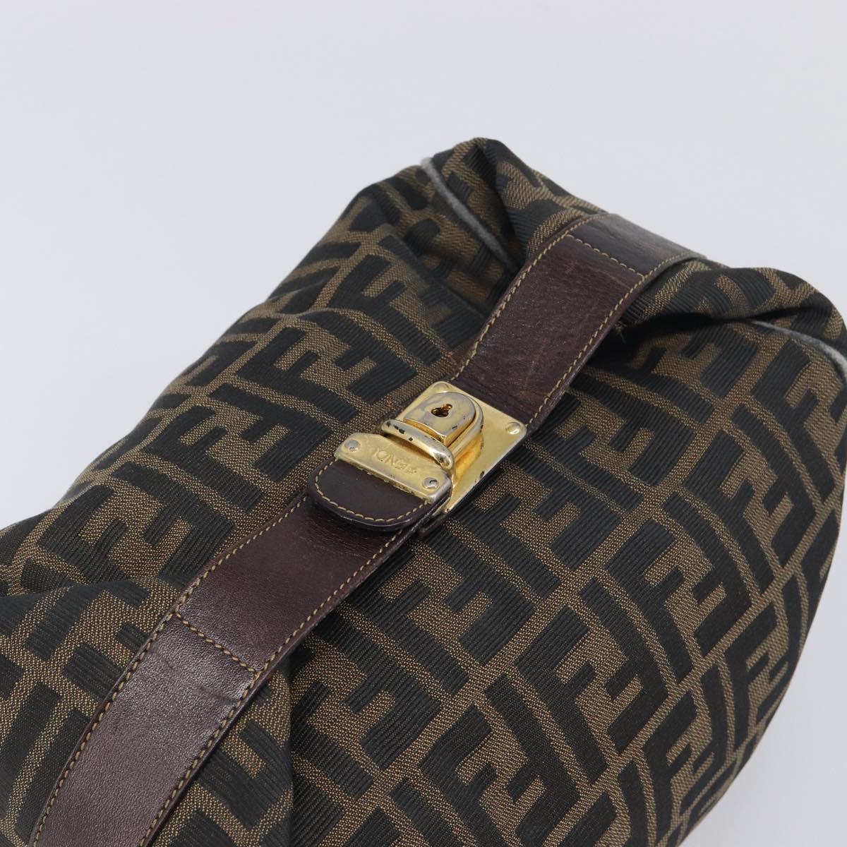 FENDI Zucca Canvas Vanity Pouch Hand Bag Black Brown Auth mr2846 - Jerrillo image 6