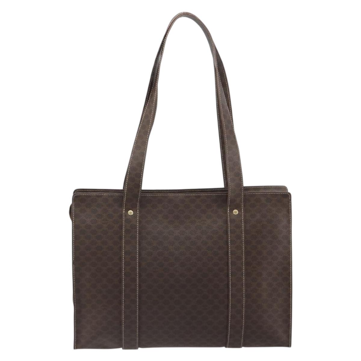 CELINE Macadam Canvas Tote Bag PVC Leather Brown Gold Auth mr2848 - Jerrillo image 3