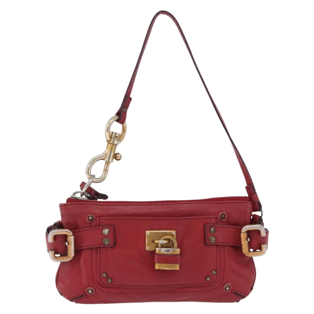 Chloe Accessory Pouch Leather Red Gold Silver Auth mr2868A - Jerrillo image 2