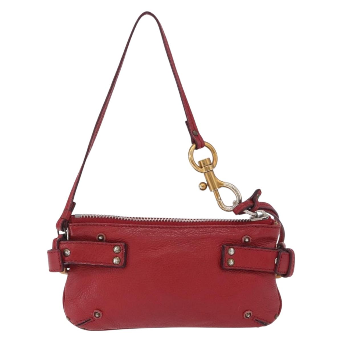 Chloe Accessory Pouch Leather Red Gold Silver Auth mr2868A - Jerrillo image 3