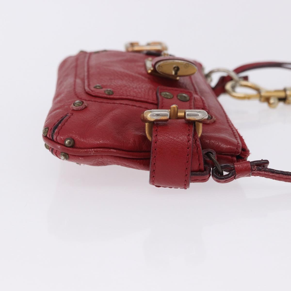 Chloe Accessory Pouch Leather Red Gold Silver Auth mr2868A - Jerrillo image 4