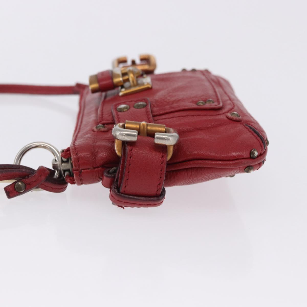 Chloe Accessory Pouch Leather Red Gold Silver Auth mr2868A - Jerrillo image 6