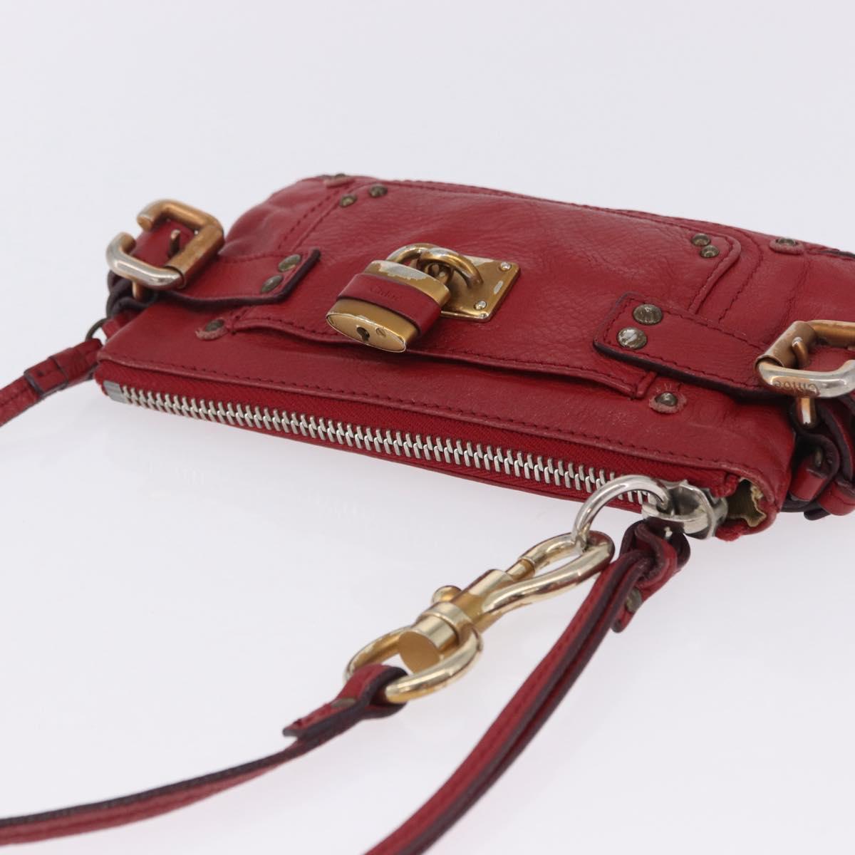 Chloe Accessory Pouch Leather Red Gold Silver Auth mr2868A - Jerrillo image 7