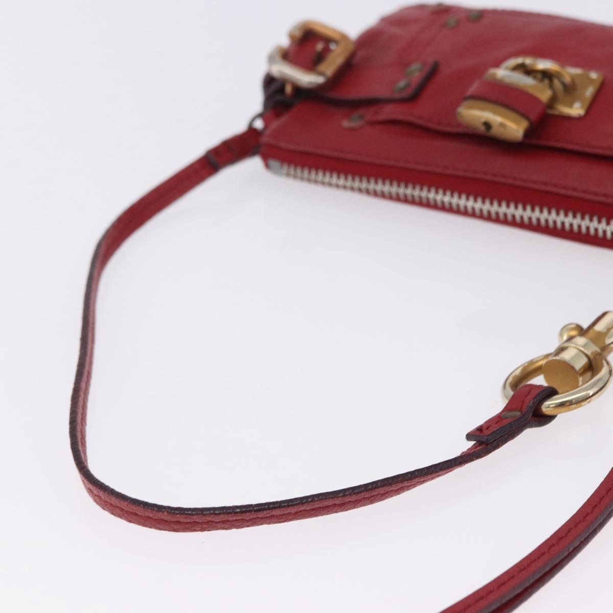 Chloe Accessory Pouch Leather Red Gold Silver Auth mr2868A - Jerrillo image 8