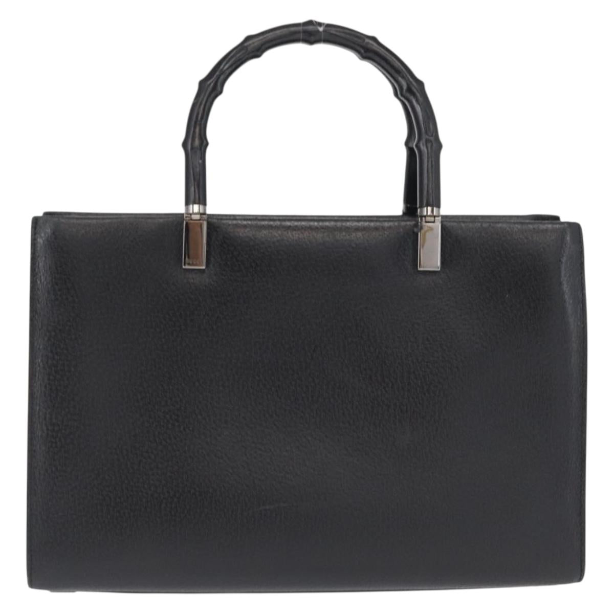 GUCCI Bamboo Hand Bag Leather Black Silver 002 0260 Auth 166619 - Jerrillo image 2