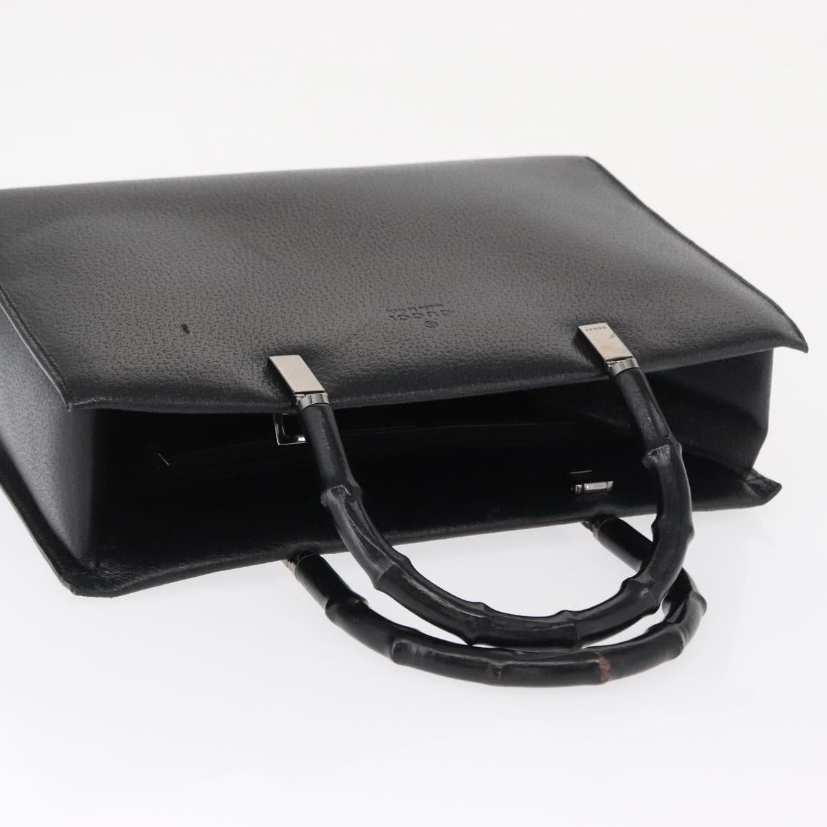 GUCCI Bamboo Hand Bag Leather Black Silver 002 0260 Auth 166619 - Jerrillo image 6