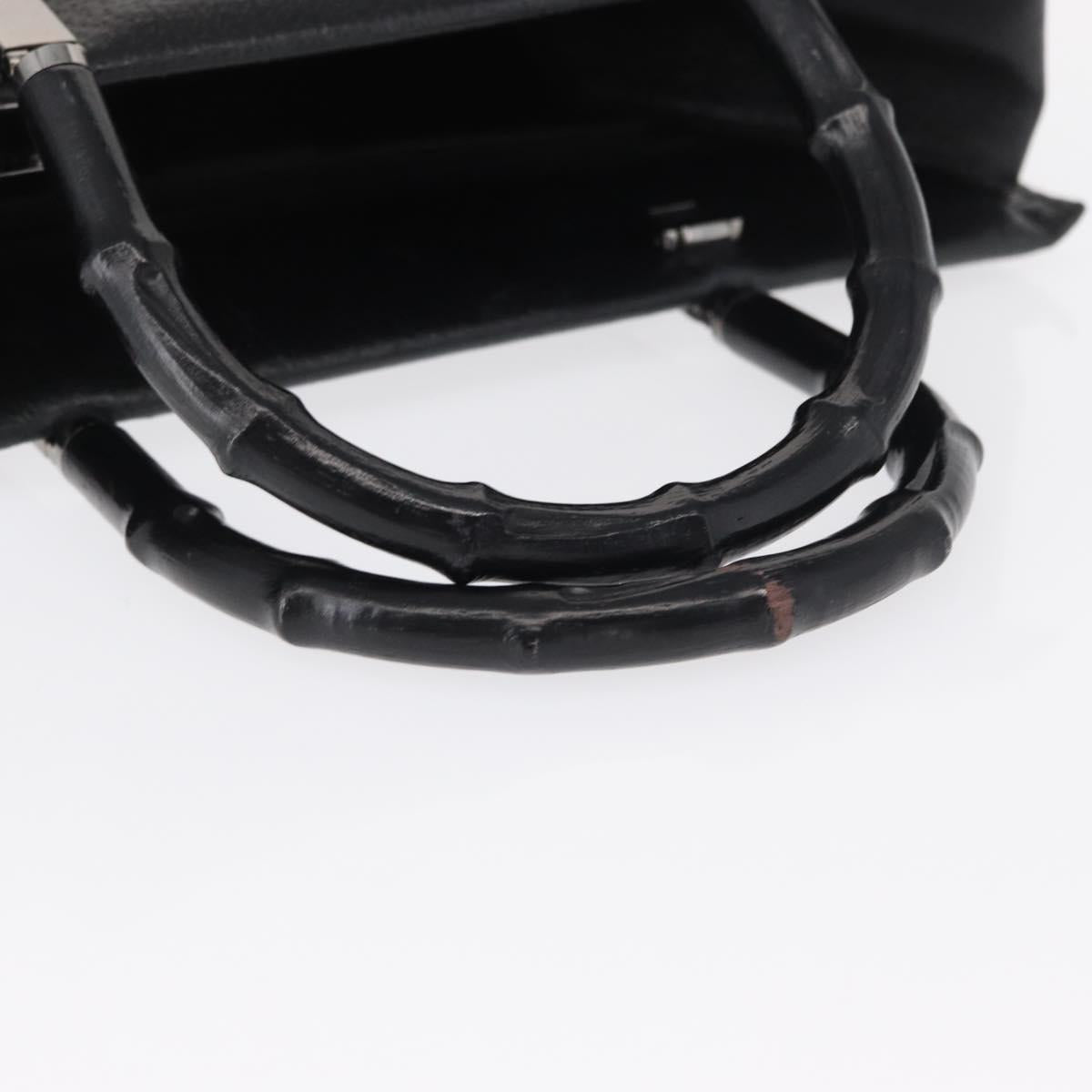 GUCCI Bamboo Hand Bag Leather Black Silver 002 0260 Auth 166619 - Jerrillo image 7