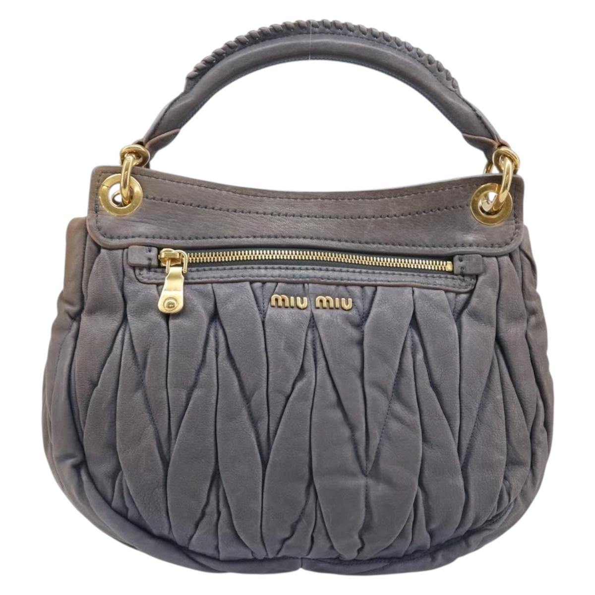 Miu Miu Hand Bag Leather 2way Gray Gold Tone Auth 167602V - Jerrillo image 2