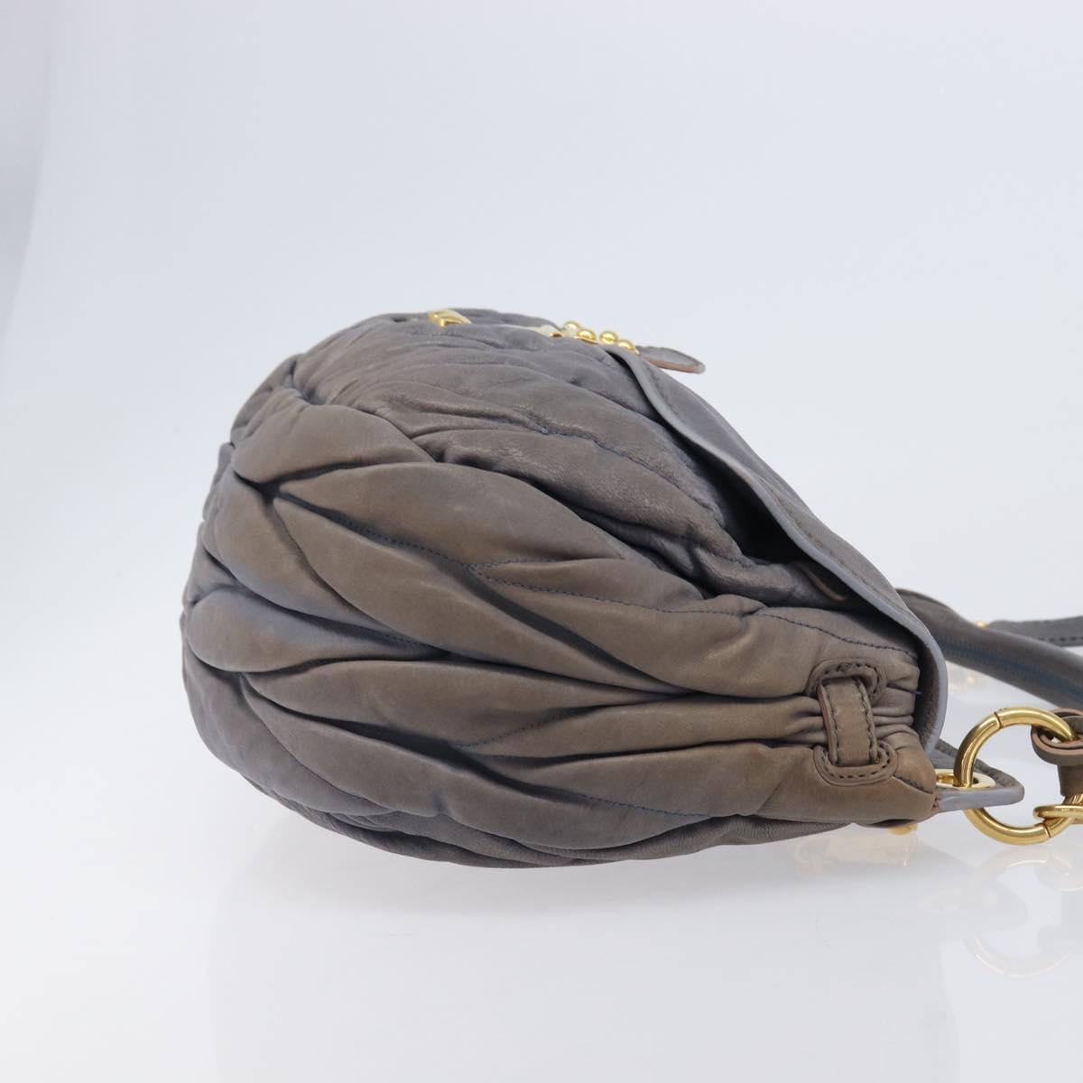 Miu Miu Hand Bag Leather 2way Gray Gold Tone Auth 167602V - Jerrillo image 3