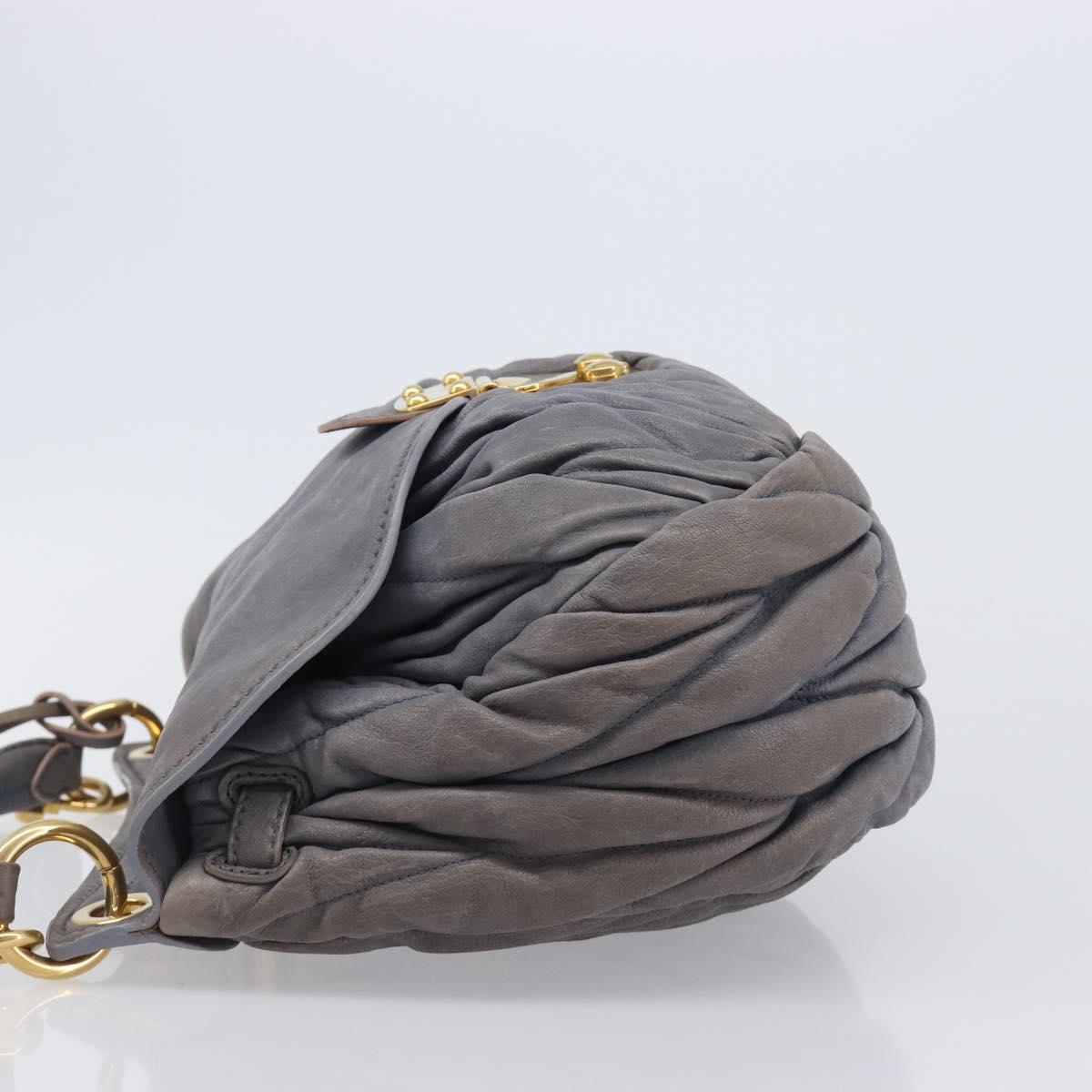 Miu Miu Hand Bag Leather 2way Gray Gold Tone Auth 167602V - Jerrillo image 4