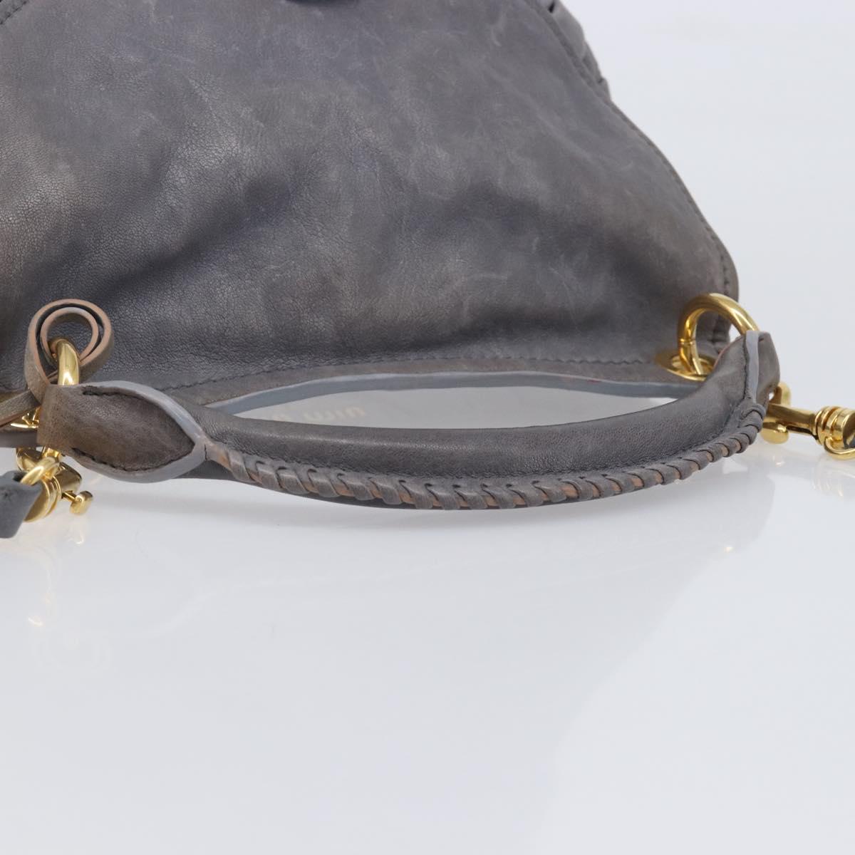 Miu Miu Hand Bag Leather 2way Gray Gold Tone Auth 167602V - Jerrillo image 6