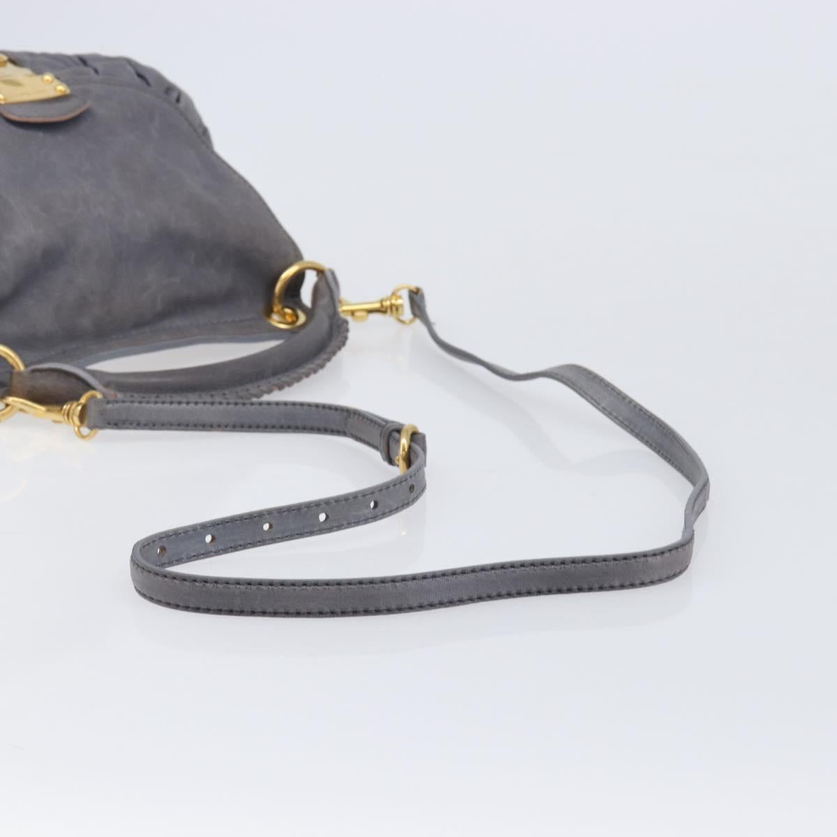Miu Miu Hand Bag Leather 2way Gray Gold Tone Auth 167602V - Jerrillo image 7