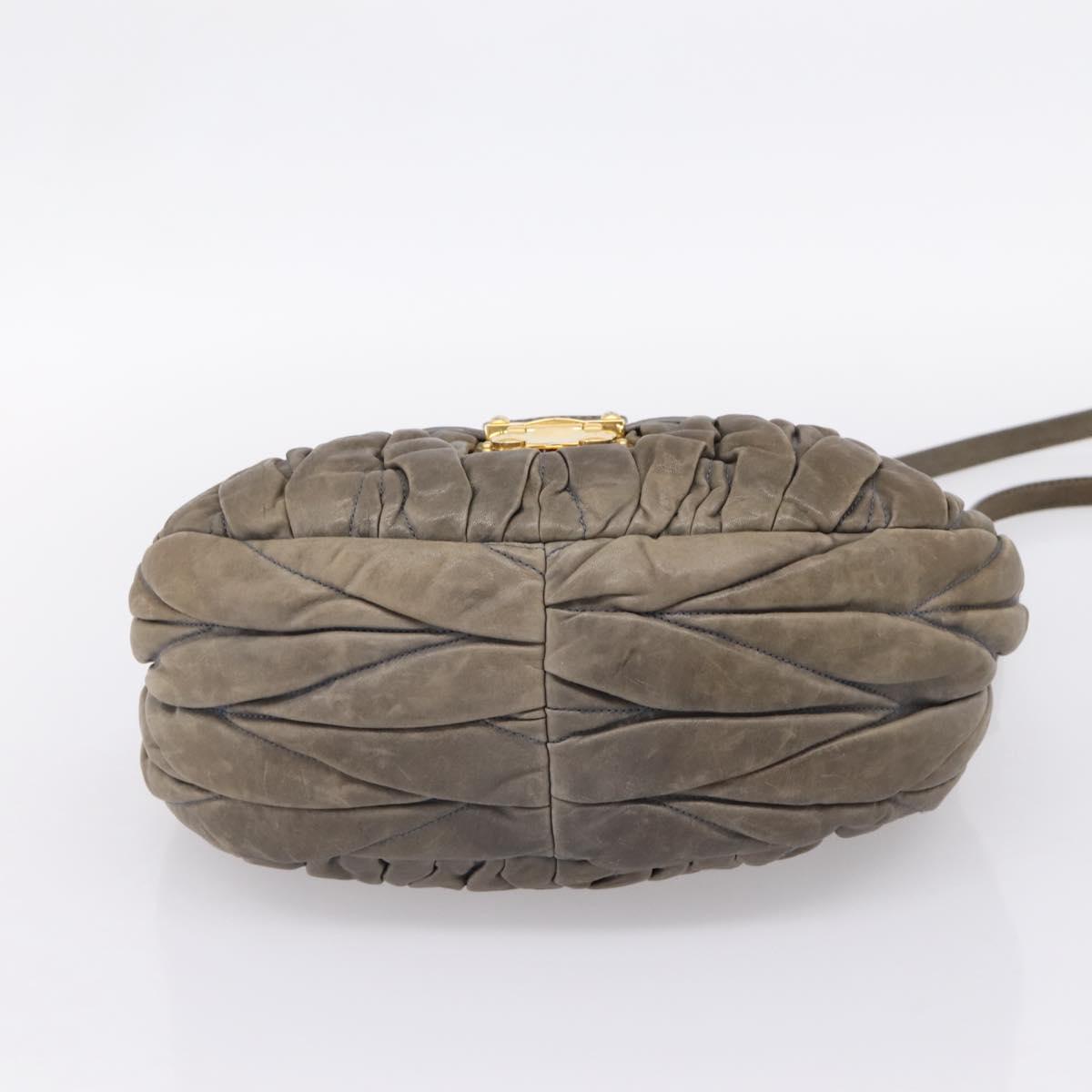 Miu Miu Matelasse Hand Bag Leather 2way Gray Gold Tone Auth 167729A - Jerrillo image 5