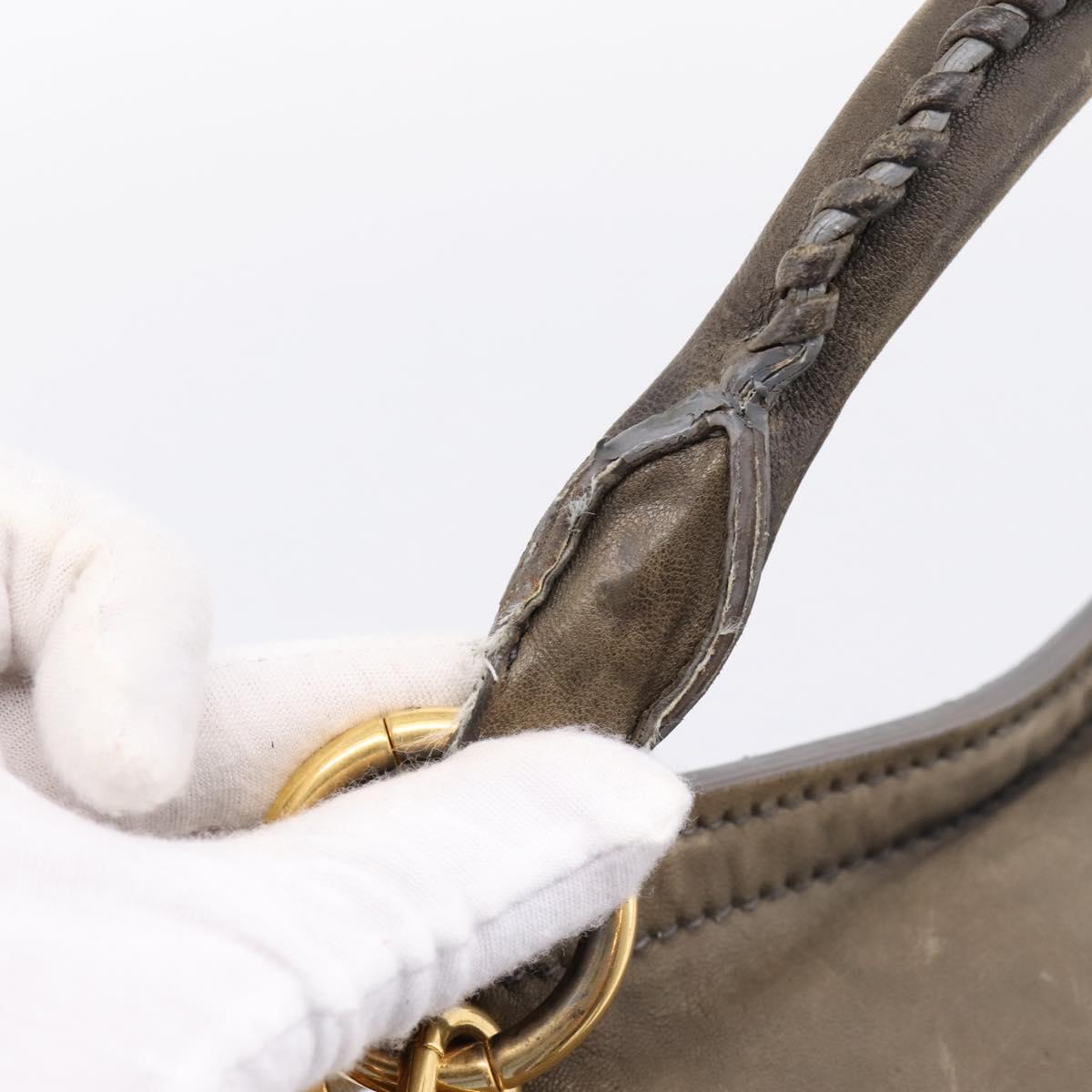 Miu Miu Matelasse Hand Bag Leather 2way Gray Gold Tone Auth 167729A - Jerrillo image 9