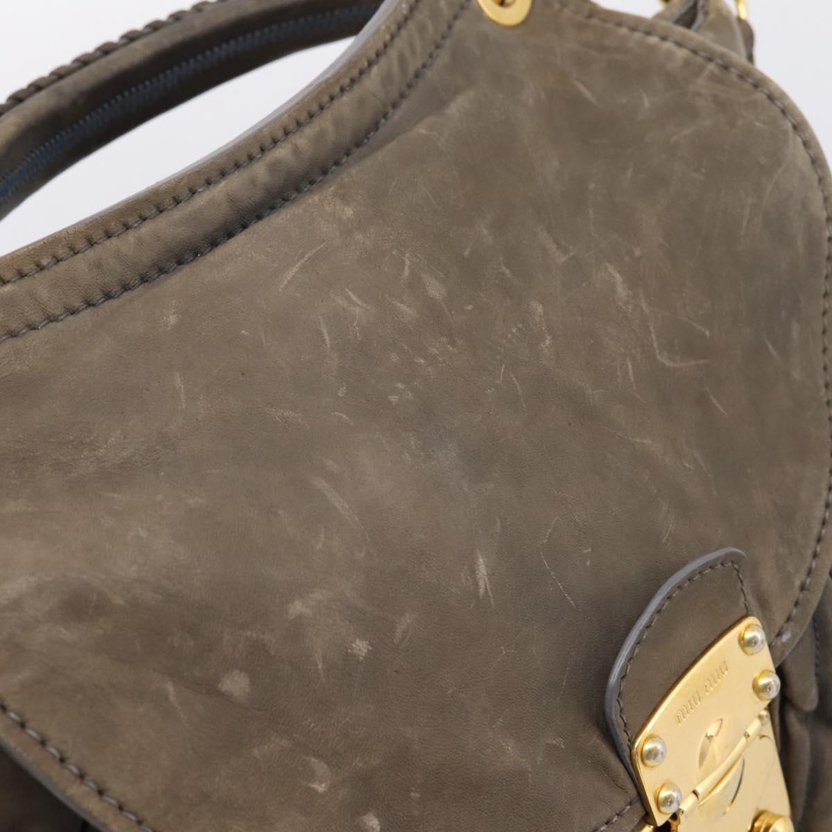Miu Miu Matelasse Hand Bag Leather 2way Gray Gold Tone Auth 167729A - Jerrillo image 10