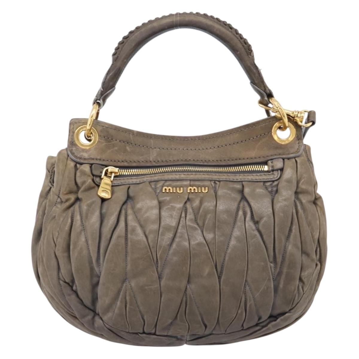 Miu Miu Matelasse Hand Bag Leather 2way Gray Gold Tone Auth 167729A - Jerrillo image 2