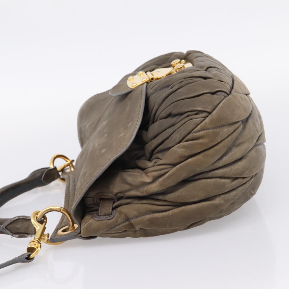 Miu Miu Matelasse Hand Bag Leather 2way Gray Gold Tone Auth 167729A - Jerrillo image 3