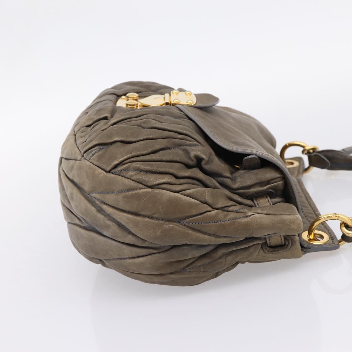 Miu Miu Matelasse Hand Bag Leather 2way Gray Gold Tone Auth 167729A - Jerrillo image 4