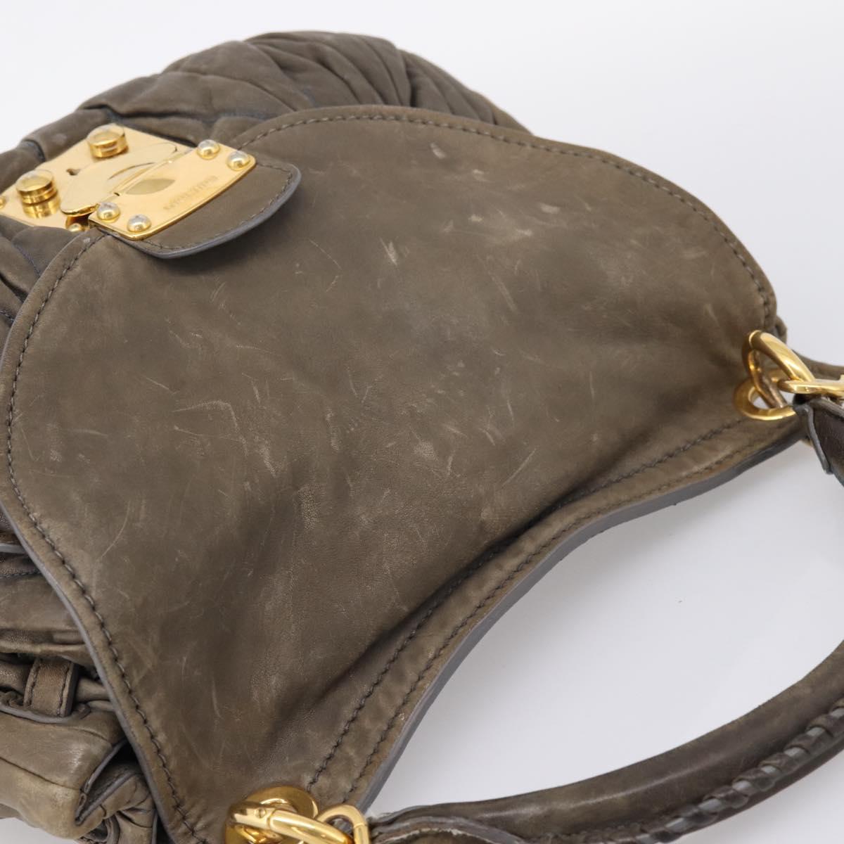 Miu Miu Matelasse Hand Bag Leather 2way Gray Gold Tone Auth 167729A - Jerrillo image 6