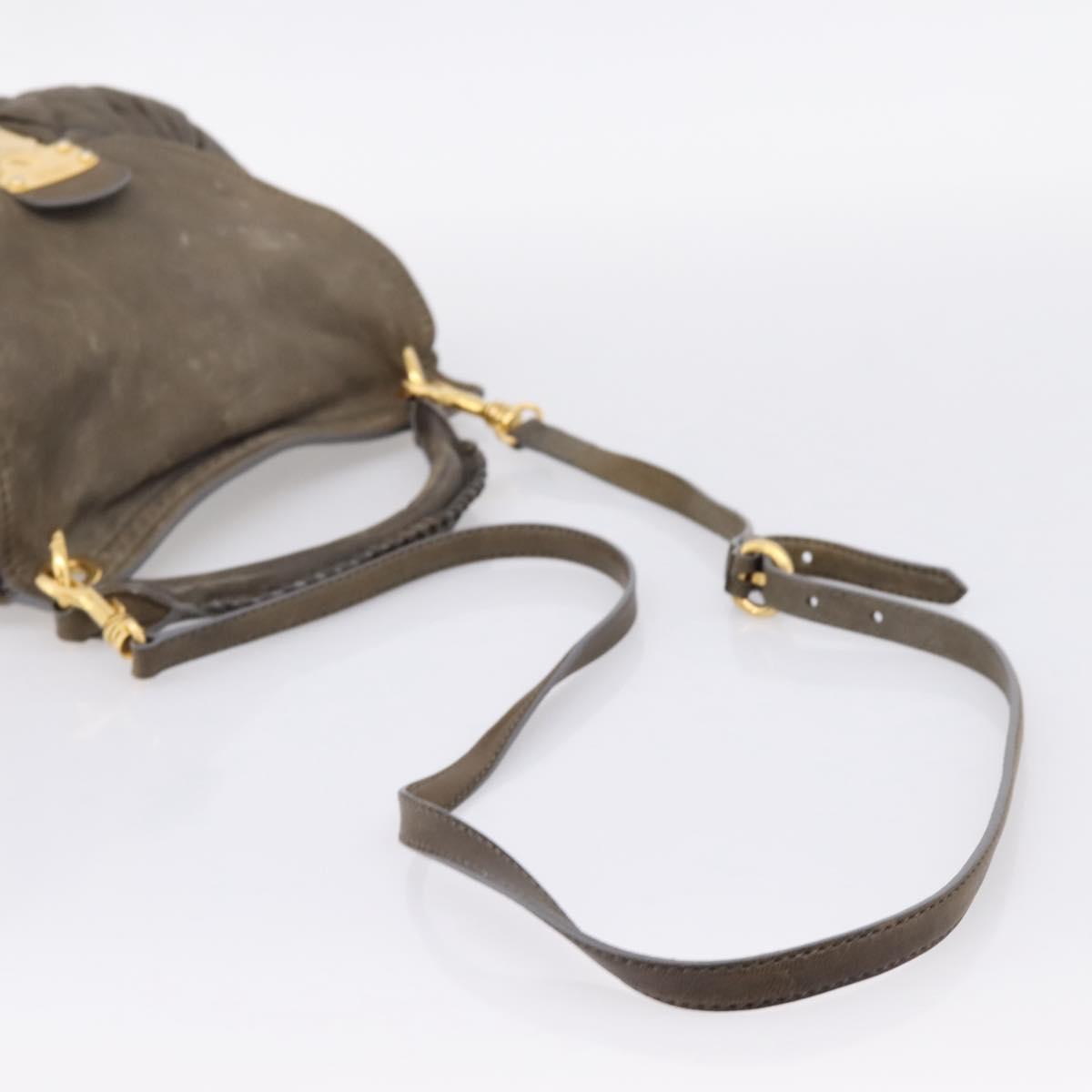 Miu Miu Matelasse Hand Bag Leather 2way Gray Gold Tone Auth 167729A - Jerrillo image 8