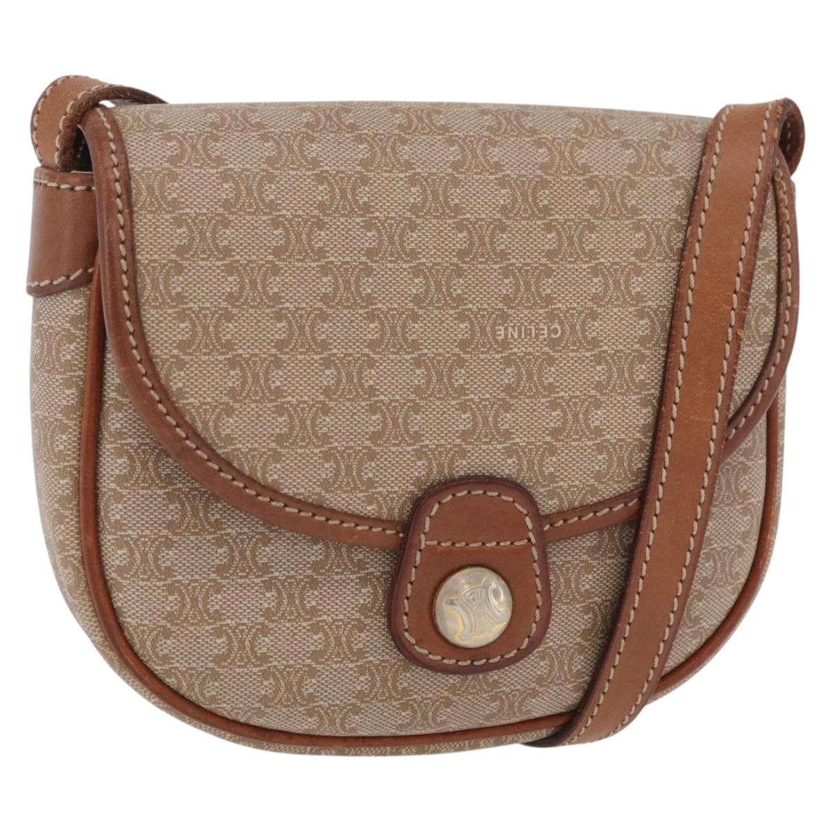 CELINE Macadam Canvas Shoulder Bag PVC Beige Gold Auth 168102 - Jerrillo