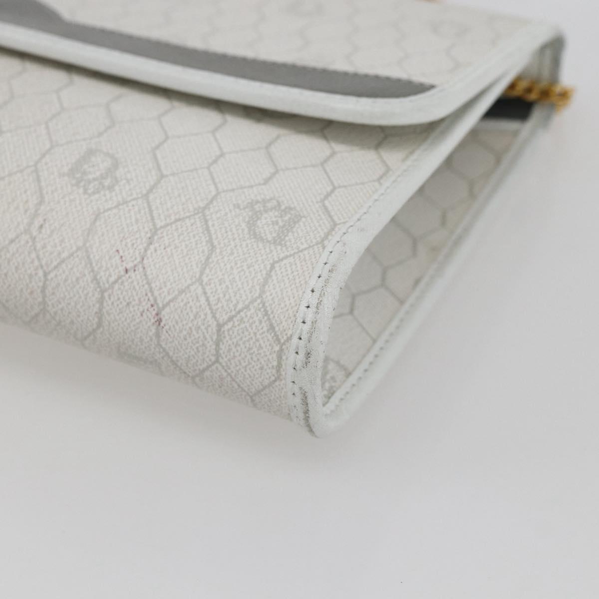 Christian Dior Honeycomb Canvas Chain Shoulder Bag PVC White Gold Auth 173462 - Jerrillo image 9
