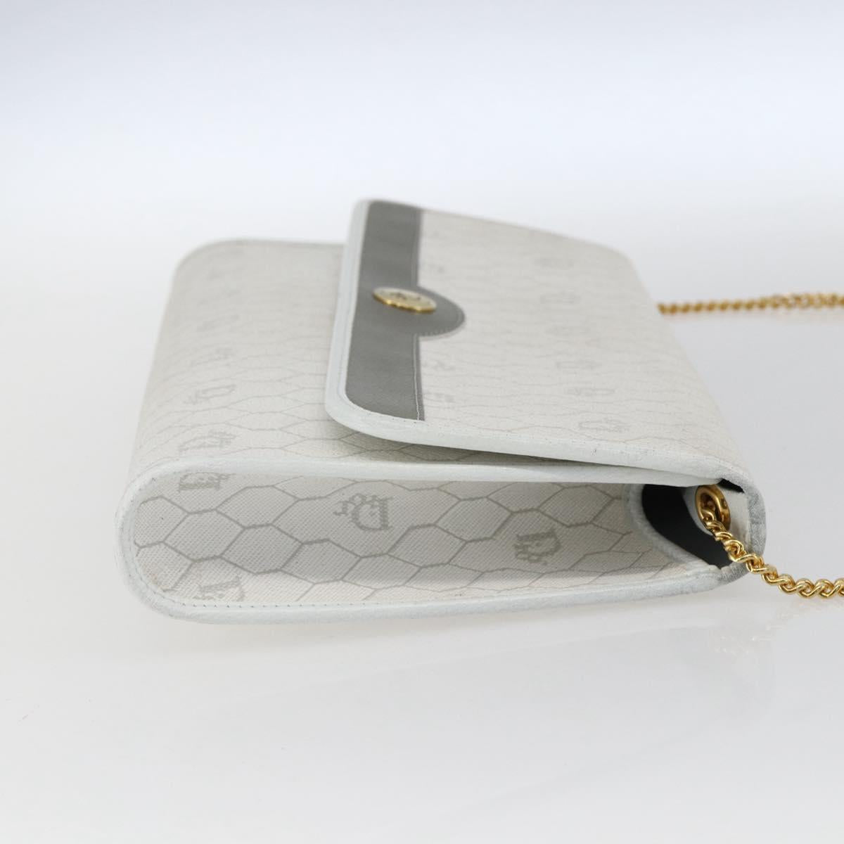 Christian Dior Honeycomb Canvas Chain Shoulder Bag PVC White Gold Auth 173462 - Jerrillo image 4