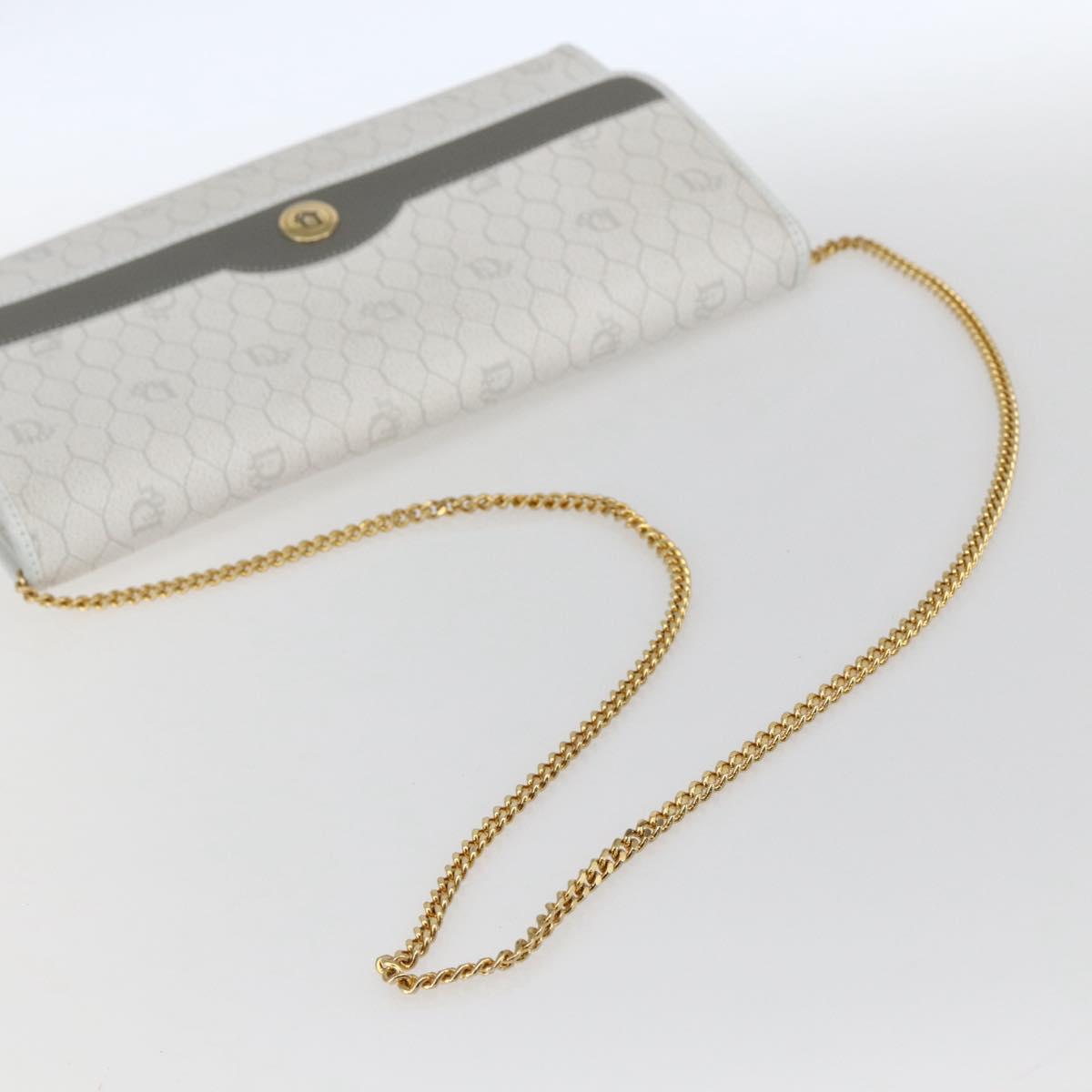 Christian Dior Honeycomb Canvas Chain Shoulder Bag PVC White Gold Auth 173462 - Jerrillo image 7