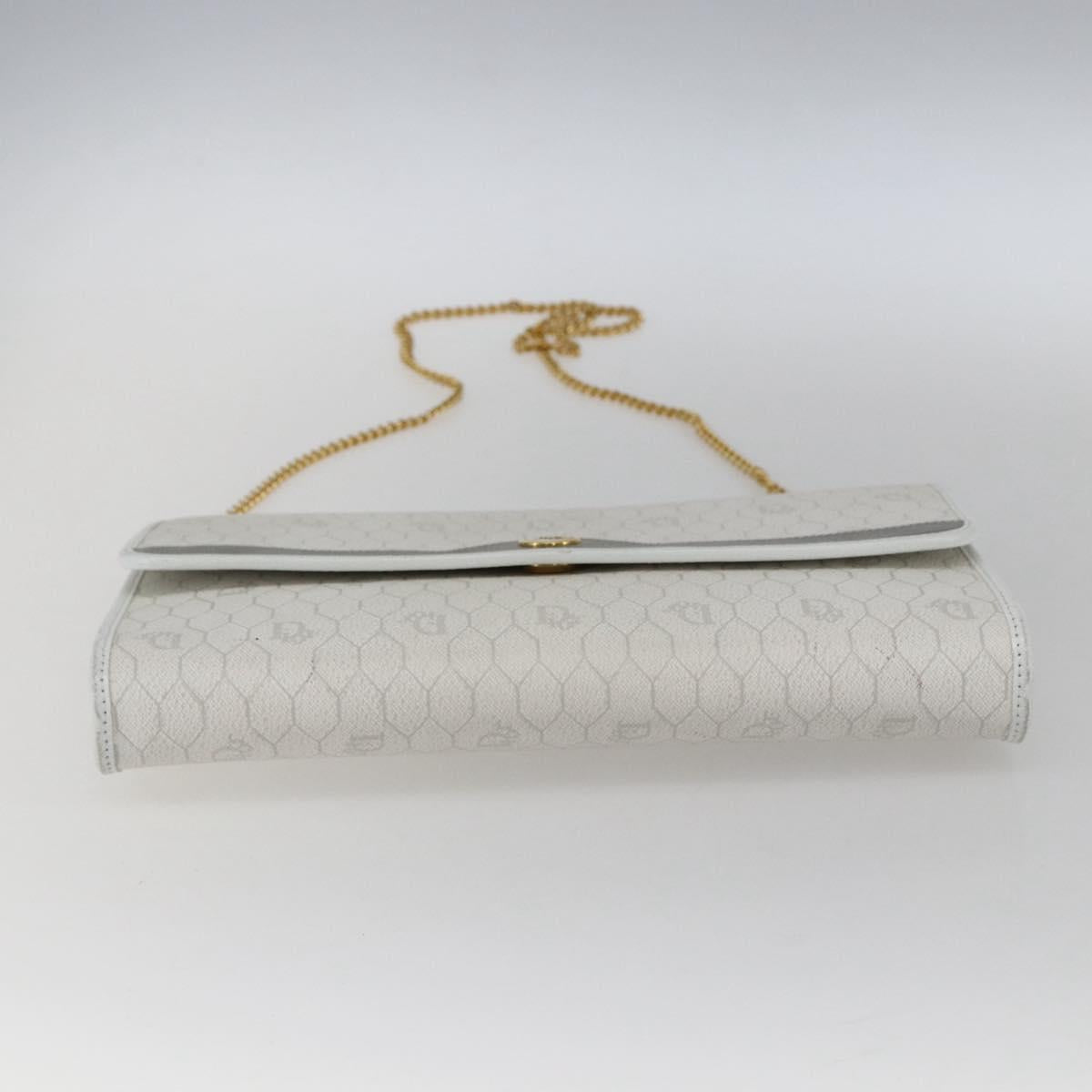Christian Dior Honeycomb Canvas Chain Shoulder Bag PVC White Gold Auth 173462 - Jerrillo image 5