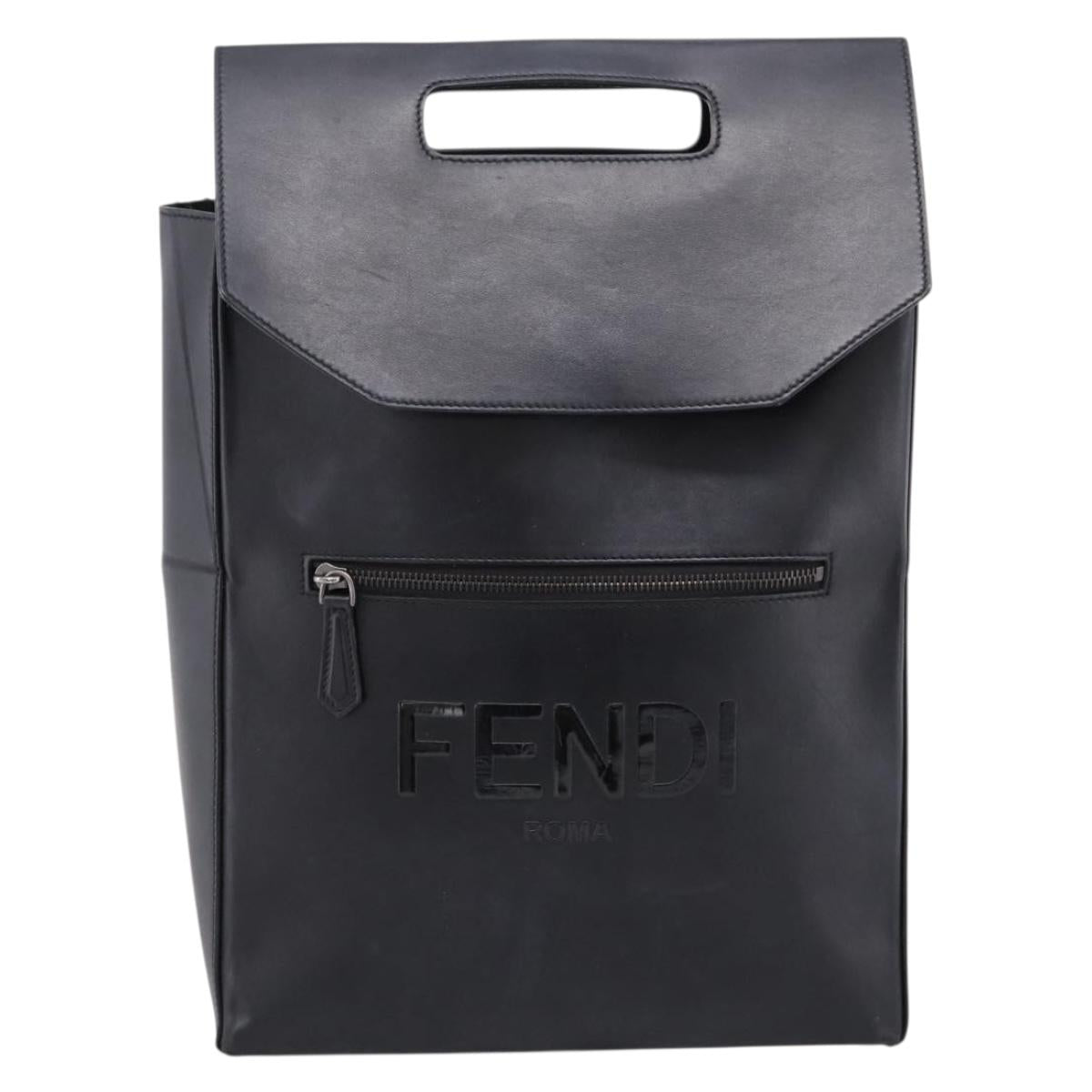 FENDI Backpack Leather Black Silver Auth 174752 - Jerrillo image 2