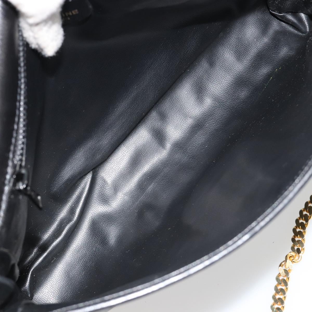 CELINE Chain Shoulder Bag Leather Black Gold Auth 182421V - Jerrillo image 9