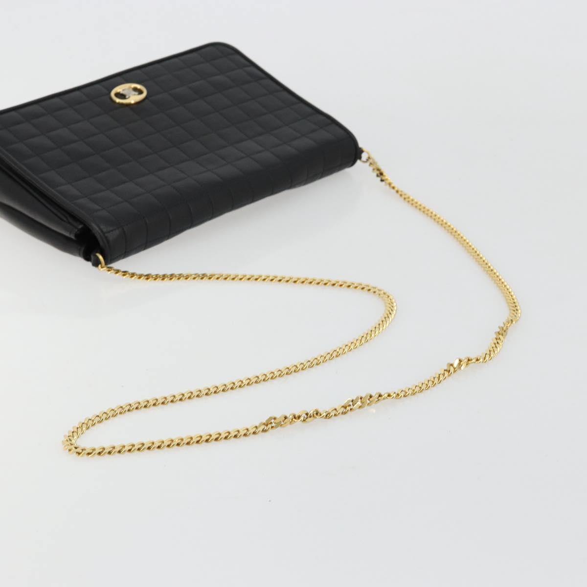 CELINE Chain Shoulder Bag Leather Black Gold Auth 182421V - Jerrillo image 7