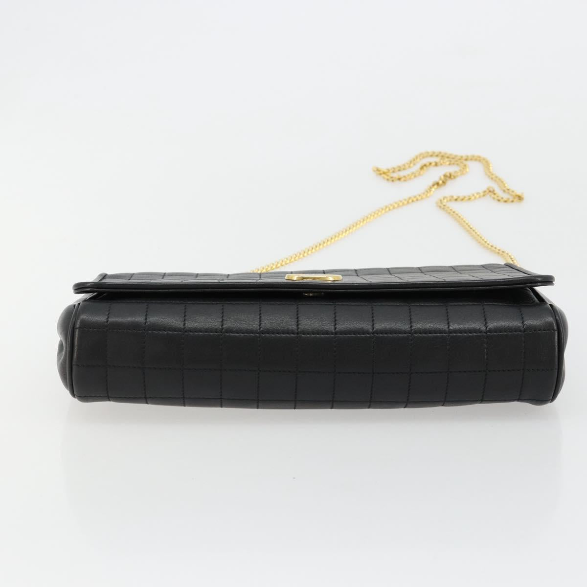 CELINE Chain Shoulder Bag Leather Black Gold Auth 182421V - Jerrillo image 5