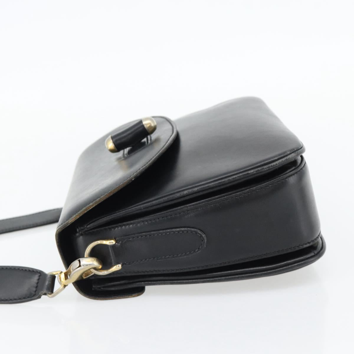 GUCCI Web Sherry Line Shoulder Bag Leather Black Gold Red Auth 182780A - Jerrillo image 3