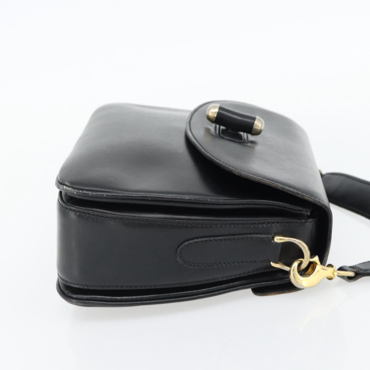 GUCCI Web Sherry Line Shoulder Bag Leather Black Gold Red Auth 182780A - Jerrillo image 4