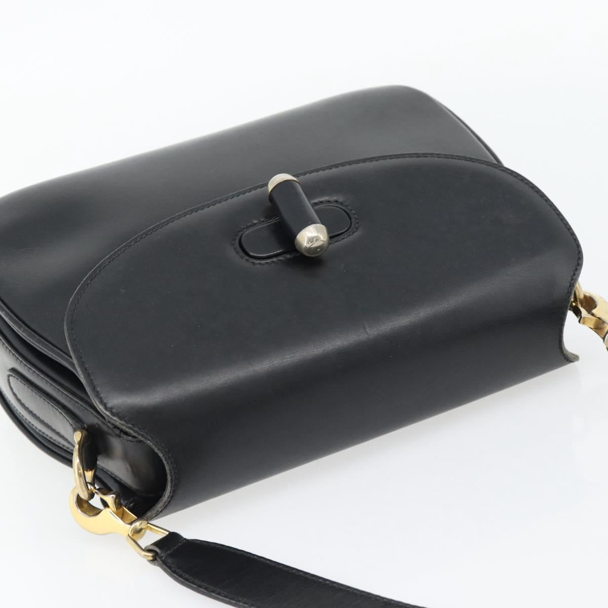 GUCCI Web Sherry Line Shoulder Bag Leather Black Gold Red Auth 182780A - Jerrillo image 6