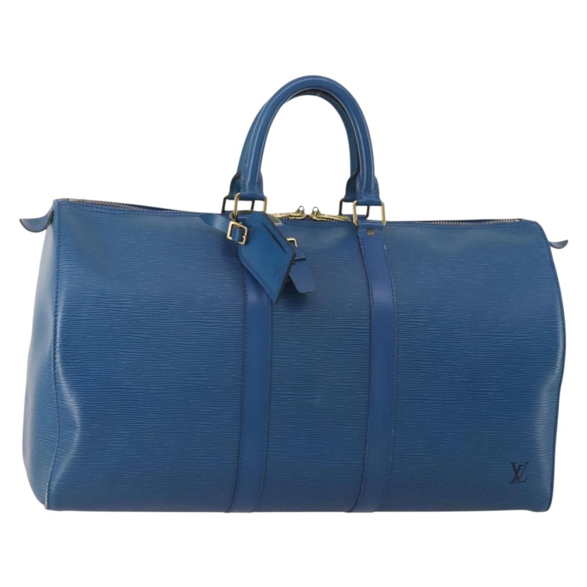 LOUIS VUITTON Epi Keepall 45 Boston Bag Blue M42975 LV Auth 201910 - Jerrillo