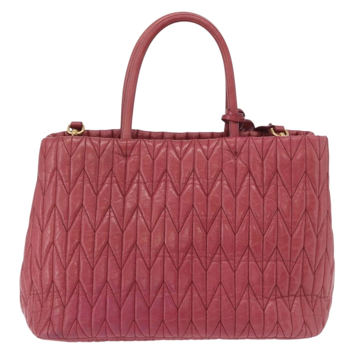 Miu Miu Matelasse Hand Bag Leather 2way Pink Gold Auth 201984A - Jerrillo image 2