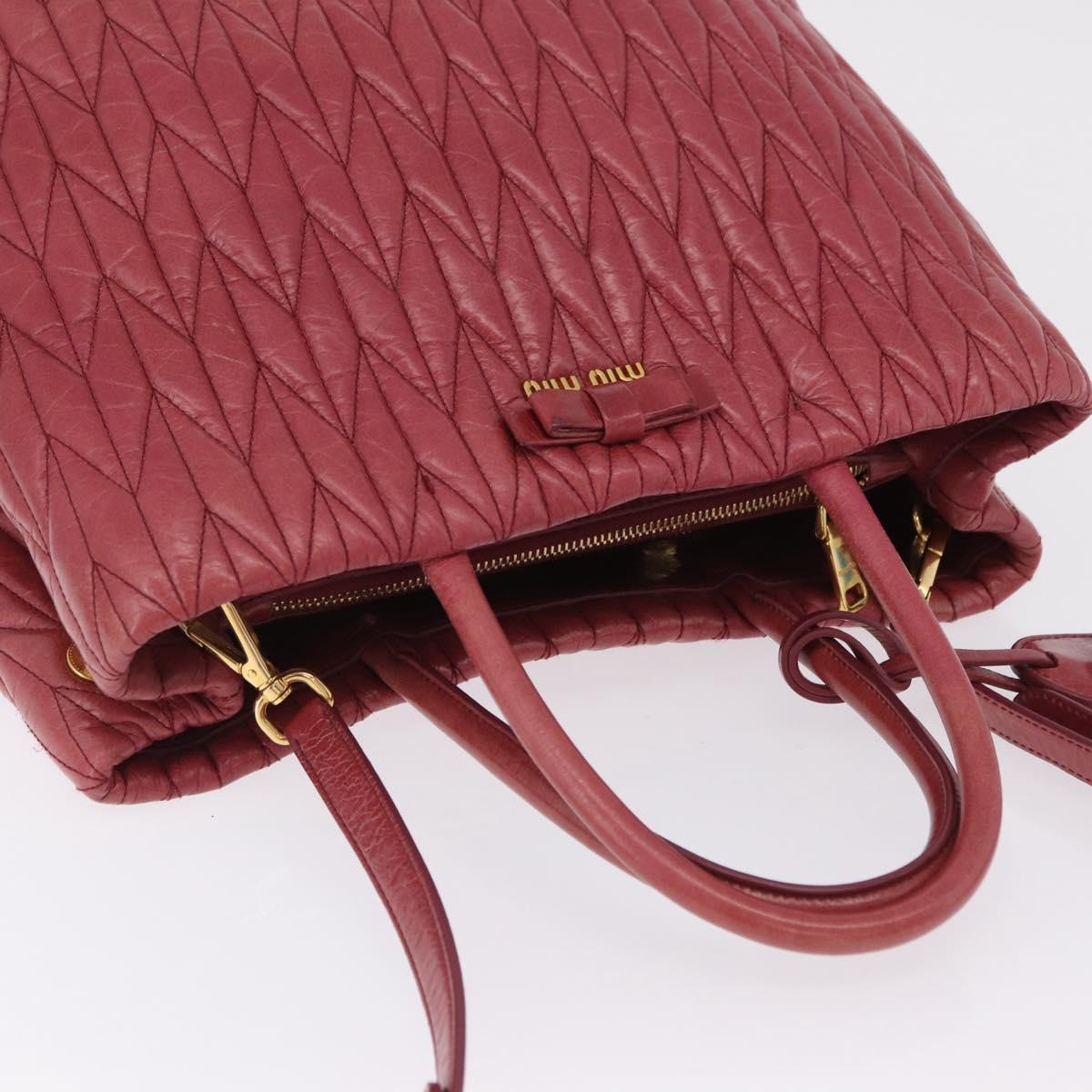 Miu Miu Matelasse Hand Bag Leather 2way Pink Gold Auth 201984A - Jerrillo image 6